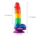 Utimi Silicone Dildo Liquid Realistic Big Dick G-spot Stimulator with Suction Cup,Rainbow Pattern