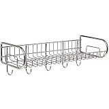 MyGift Stainless Steel Wall-Mounted Storage Shelf/Utility Rack/Hook Hanger
