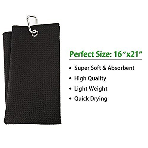 STIXX Tri-Fold Microfiber Golf Towel. Light Weight & Quick Drying. Best for Cleaning all types of Clubs, Irons & Drivers. Heavy Duty Clip Attaches to Your Golf Bag. Clean Clubs = Better Golf!
