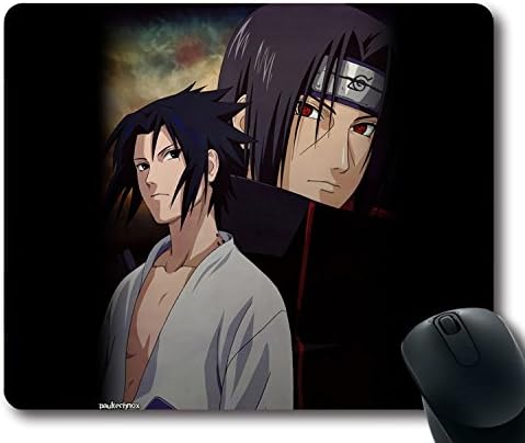Custom Gaming Mouse Pad with Uchiha Itachi Chiha Sasuke Guys Look Confidence Posture Non-Slip Neoprene Rubber Standard Size 9 Inch(220mm) X 7 Inch(180mm) X 1/8(3mm) Desktop Mousepad Laptop Mousepads Comfortable Computer Mouse Mat