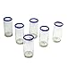NOVICA Hand Blown Clear Blue Recycled Glass Tall Juice Glasses, 11 oz 'Cobalt Classics'(set of 6)