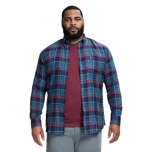 Izod Men's Big and Tall Stratton Flannel Long Sleeve Stretch Button Down Shirt,…