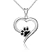 DAOCHONG Sterling Silver Forever Love Animal Heart Pendant Snowflake Necklace for Women Wife Daughter Loved One Graduation Gift, 18-24 Inches (Forever love puppy paw)
