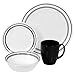 Corelle Livingware 16-Piece Dinnerware Set,Classic Cafe Black, Service for 4