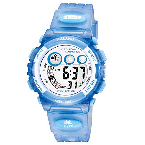 AZLAND Boys Girls Watches,Sports Watch,Digital Watch Features Night-Light,Swim,Frozen,Waterproof Kids Watch (BBLU)