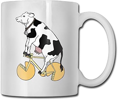 Funny Cow On Cheese Bike Fashion Coffee Cup Porcelain Mugs