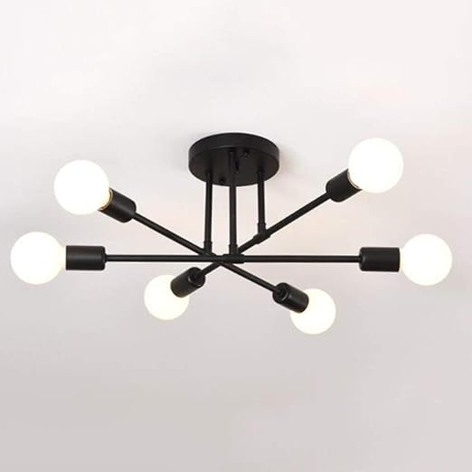Sxfywym Led Chandelier Wrought Iron Ceiling Lamp E27 Screw Modern