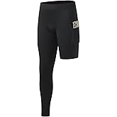 Towintec Men’s One Leg Compression Pants Full Length Tight Basketball 1/2 Single Leg Long Pant Base Layer Leggings Underwear