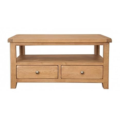 Melbourne Country Oak Coffee Table With 2 Drawers Solid Country