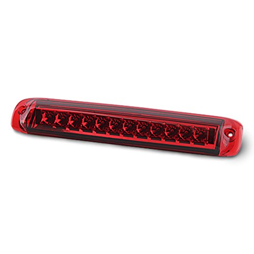 Xtune for 2003-2006 Chevy Silverado/GMC Sierra Red Clear Fiber-Optic-Tube LED Tail Lights + LED 3rd Brake Lamp 2004 2005