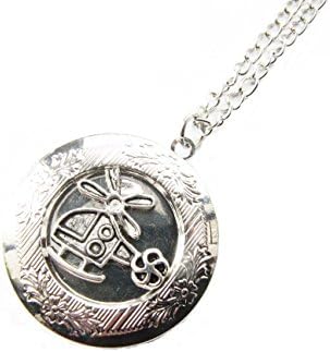antique Silver Helicopter Locket Necklace,Helicopter Locket Pendant,miniature Helicopter Locket Jewelry