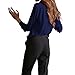 Cekaso Women's Button Up Shirts Solid Collared Sheer Long Sleeve Chiffon Blouse