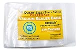 50 Zipper Vacuum Sealer Bags: Quart Size (8" x 12") - OutOfAir Vacuum Seal Zip Bags, Works with FoodSaver & Other Savers, 33% Thicker BPA Free FDA Approved Commercial Grade Great for Snacks On The Go
