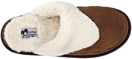 Aspen Slippers- Cozy Slippers For Women-Super Comfy &amp; Warm House Shoes- Scuff Slip On Faux Fur Winter Slippers- Casual Suede Fluffy Open-Back Footwear With Memory Foam Cushioning- Blue/Brown/Red