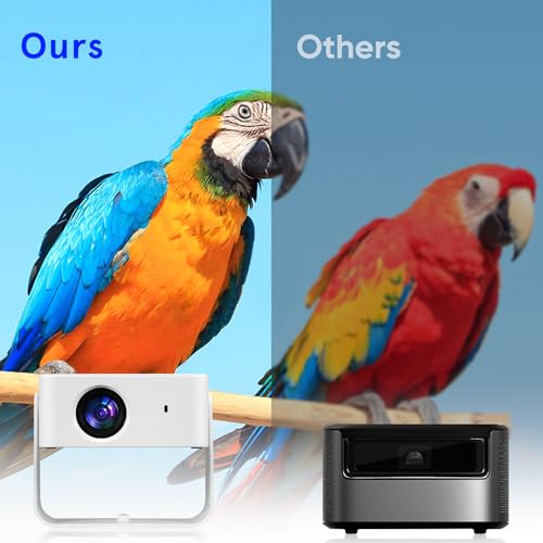 Proyector Portátil Inteligente WiFi Bluetooth, 4K Soportado Nativo 1080P con Android 11, Soporte Giratorio, Compatible con Teléfonos Móviles, para Cine en Casa y Camping al Aire Libre