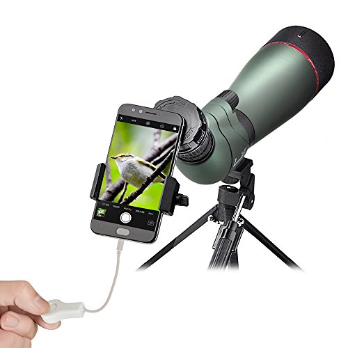 Landove Universal Cell Phone Smartphone Quick Photography Adapter Mount Connector for Telescope Binoculars Monocular Spotting Scope Microscope & and with Cell Mobile Phone (Wire Shutter) - Thumbnail 3