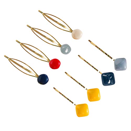 Beaupretty 8Pcs Acrylic Hair Clip Candy Color Alloy Bobby Pins Resin Stone Decorative Barrettes for Women Girls