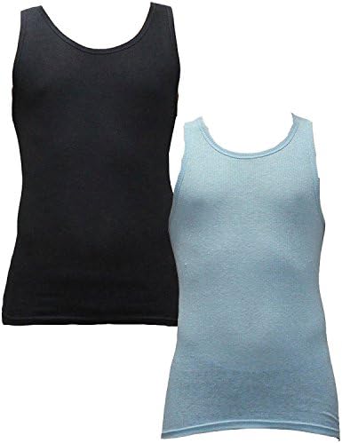 Tank Tops (Pack Of 2) Mens Athletic Ribbed Summer Muscle L Black &amp; Blue