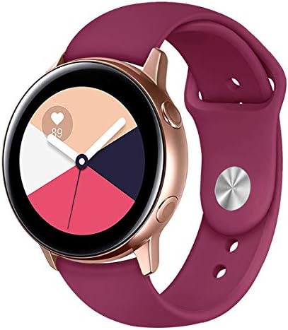 Band for Galaxy Watch Active Bands Garmin Vivoactive 3 Band,20mm Silicone Replacement Sport Strap Band Compatible for Samsung Galaxy Watch Active 40mm /Ticwatch 2 Smartwatch (Wine-Red, Small)