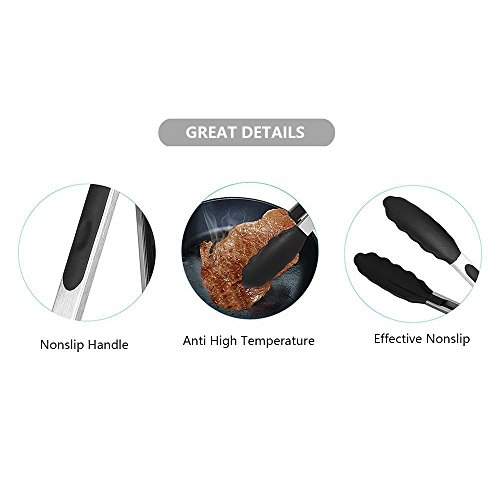 image for KingTong Premium Stainless Steel Kitchen Tongs With Silicone Tips For 