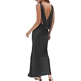 Summer Satin Backless Boat Neck Maxi Dress for Women 2026 Elegant Silk Sleeveless Wedding Guest Dresses