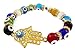 Hamsa Hand Bracelet Agate Crystals Colorful Evil Eye Beads Judaism Israel Luck Charm