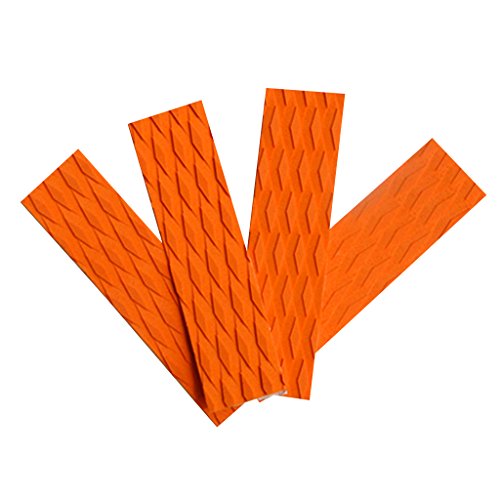 MonkeyJack 8 Pieces Orange Non-slip Diamond Grooved EVA Surfboard Skimboard Shortboard Surf Traction Pad Deck Grip Tail Pads Accessories