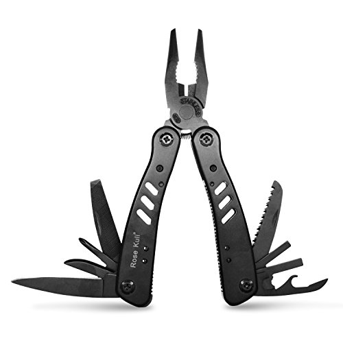 Rose Kuli Multitool Knife Pliers 12 in 1 Portable Pocket Multifunctional Multi Tools with Folding Saw Wire Cutter Mini Screwdrivers Set For Outdoor Camping Survival