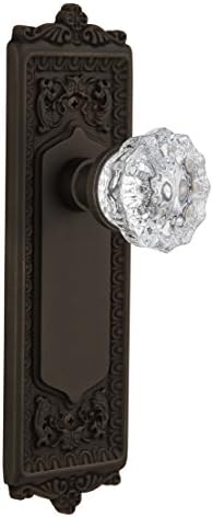 NostalgicWarehouse Egg & Dart Plate with Crystal Glass Knob, Privacy - 2.375", Oil-Rubbed Bronze