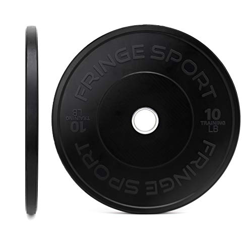 OneFitWonder 230lb Black Bumper Plates Set (10/25/35/45lb Pairs) - Weight Plates with Low Bounce for Strength Training, Olympic Weight Lifting, Powerlifting, Garage Gym