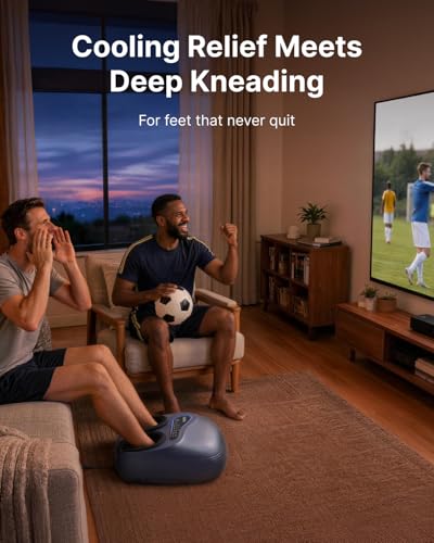 RENPHO Thermacool 2-in-1 Foot Massager with Heat & Cold, HSA Eligible FSA Only Products, Father Day Gifts for Husband, 3 Kneading & 5 Compression for Neuropathy & Plantar Fasciitis, Up to US Size 13
