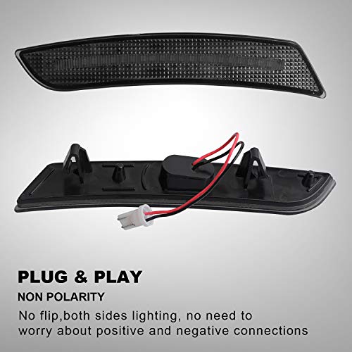 RUXIFEY Smoked Lens LED Side Marker Lights Rear Bumper Sidemarker Reflectors Compatible with 2016 to 2018 Chevy Camaro Red - Pack of 2