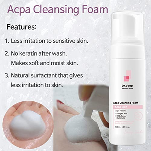 Dr.Deep Acpa Cleansing Foam 5.07 fl.oz, Acne face wash, oily skin, Acne