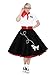 Hip Hop 50s Shop 1950s Poodle Skirt, Petticoat, Polo Shirt with Accessories, Adult 7 Piece Costume Set (XXXLarge, Black w/Red)