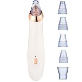 Electric Blackhead Remover Deep Vaccum Pore Cleaner With 5 Multi-Functional Probes, Rechargeable, Get Rid of Blackheads, Acne, Oily, Faint Lines, Exfoliation by HYTK (White)