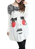ELLAZHU Women Baggy Face Print Knit Pullover Sweater Onesize GY269 Face