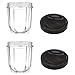Blendin 2 Pack Short Cup with Black Jar Lid, Fits Original Magic Bullet Blender Juicer 250W MB1001