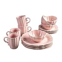 American Atelier 7230-16PK-RB Rihanna 16 Piece Round Dinnerware Set, 11.5x11.5, Pink