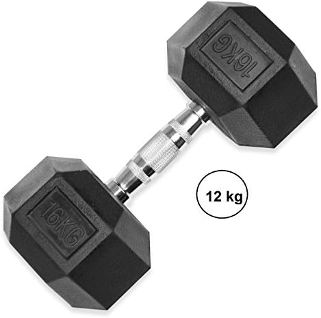 LiveUP Sports - HexFlex 12Kg Rubber Coated Hexagon Dumbbell Weights Bars Strength training