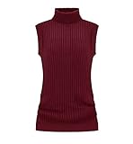 V28 Women's Sleeveless Ribbed Mock Neck Turtleneck Stretchable Knit Sweater Top