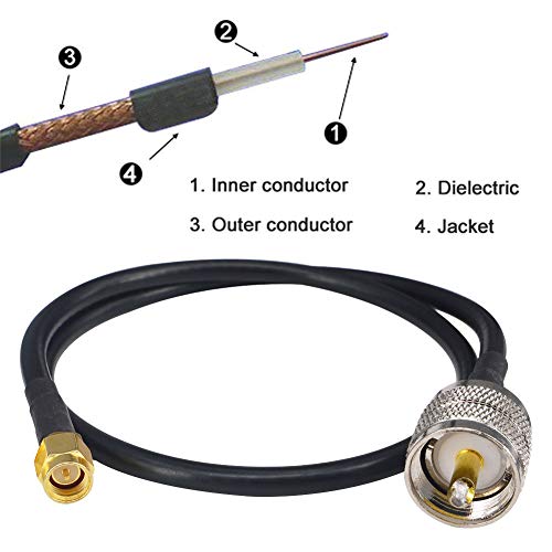 Ham Radio Antenna Adapter Extension Cable SMA Male to UHF PL259 Male