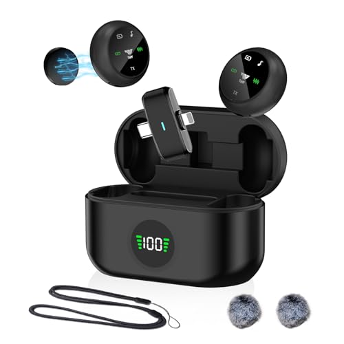 Wireless Lavalier Microphone for iPhone/Android, TNW A37 Mini Mic with Noise Cancellation, 40H, 50M Range, 2in1 Clip&Magnetic Lapel Mic for Video Recording, Tiktok, Podcast, Streaming, Vlogging-Black