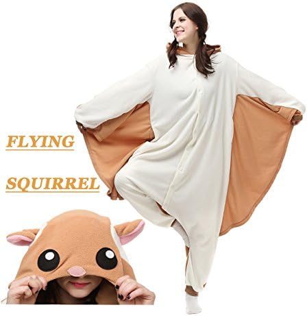 Unisex Adult Animal Onesie Kigurumi Pajamas Cosplay Costume (XL, Flying Squirrel Onesie)