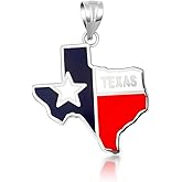 Claddagh Gold Sterling Silver Enamel Texas Lone Star State Pendant Necklace - Available 16",18", 20", 22" and Charm Only