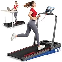 6 in 1 Folding Treadmill with 12KM/H, 9% Incline Walking Pad Foldable with APP, 2.75HP Under Desk Treadmills for Home Office, Running Machine Portable with Magnetic Remote Control, 350LBS Weight