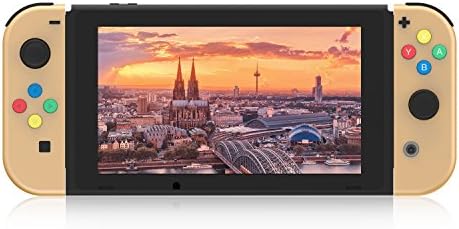 BASSTOP Portable DIY Replacement Housing Shell Case for Right Left Switch Joy-Con Controller without Electronics (Gold+Gold)