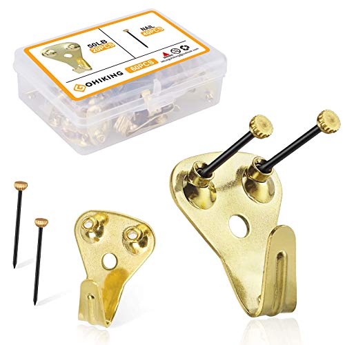 50lb Heavy Duty Picture Hanging Hooks, 20pcs Picture Hangers with Nails
