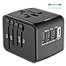 Universal Travel Adapter, OSPORTFUN All-in-one International Power Adapter with 2.4A Dual USB, European Adapter Travel Power Adapter Wall Charger for UK, EU, AU, Asia Covers 150+Countries (Black)