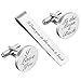 ZUNON Adult Unisex Silver Cufflinks - I Love You to the Moon & Back Engraved Wedding Groom Husband Boyfriend Best Man Tie Clip Tack Bar (I love you)