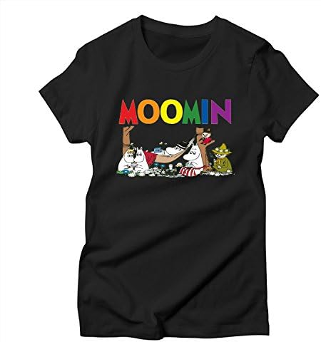 SHI NI Women's Moom onetoins Picnic Black T-Shirts